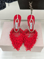JIMMY CHOO - Mesh Pumps with Petal Embroidery and Crystal Chain