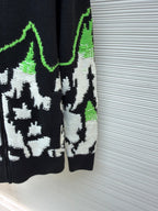 GUCCI  - Men's Black Wool Jacquard Zip Jacket With Intarsia