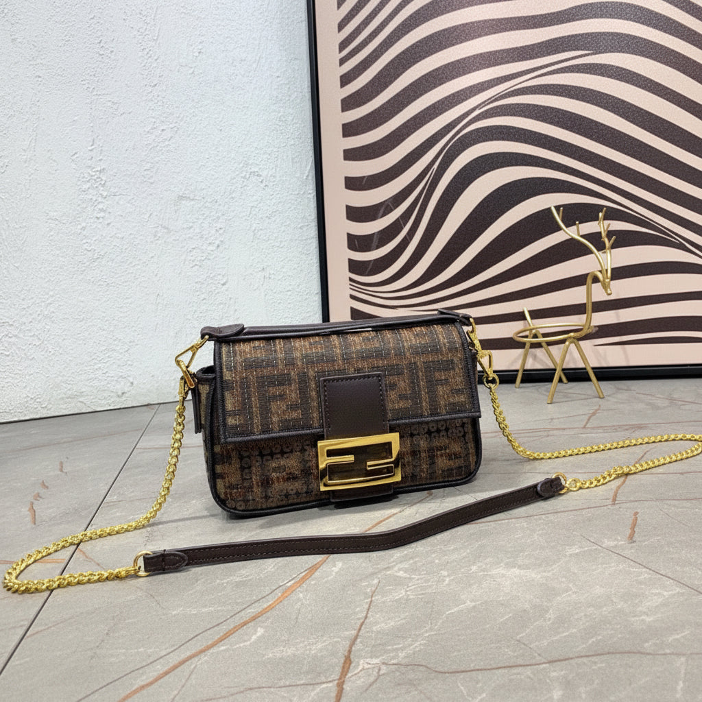 FENDI - Medium Baguette Bag in crystal FF Motif
