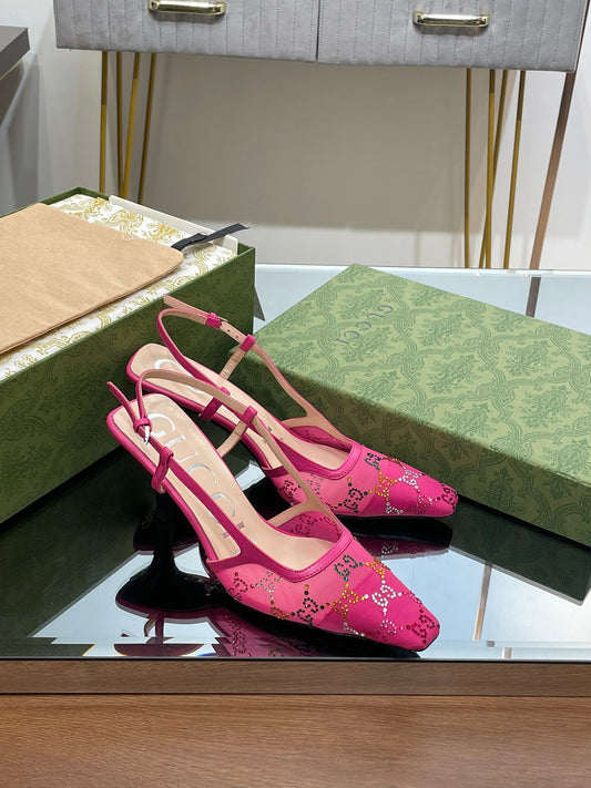 GUCCI - Square Toe Crystal Rhinestone Pumps