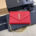 SAINT LAURENT- Red Leather Handbag