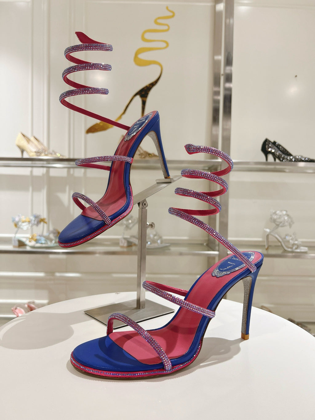 RENE CAOVILLA - CLEO blue SANDAL WITH CRYSTAL 105