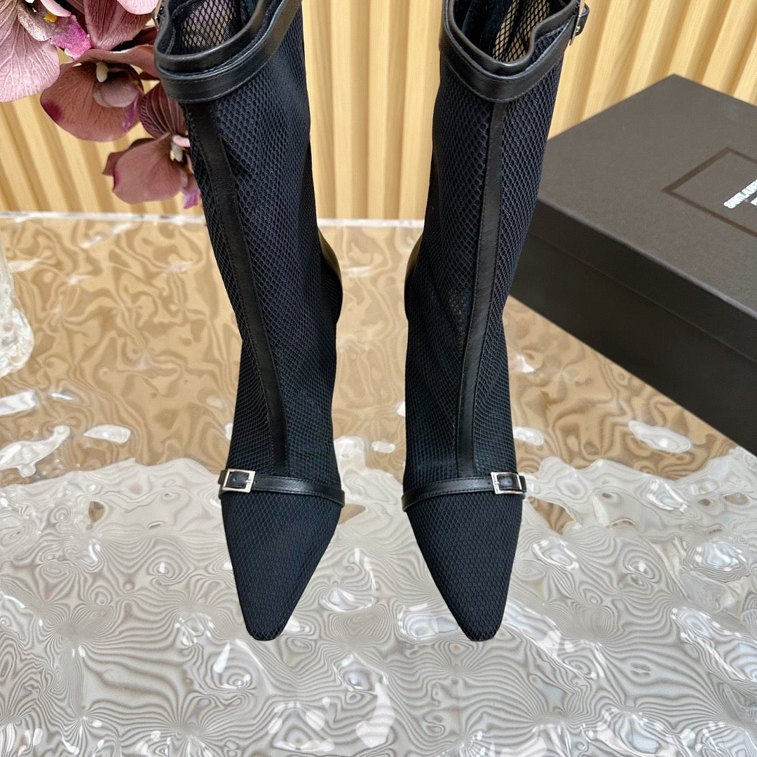 SAINT LAURENT - Oxalis Mesh Pointed Boots