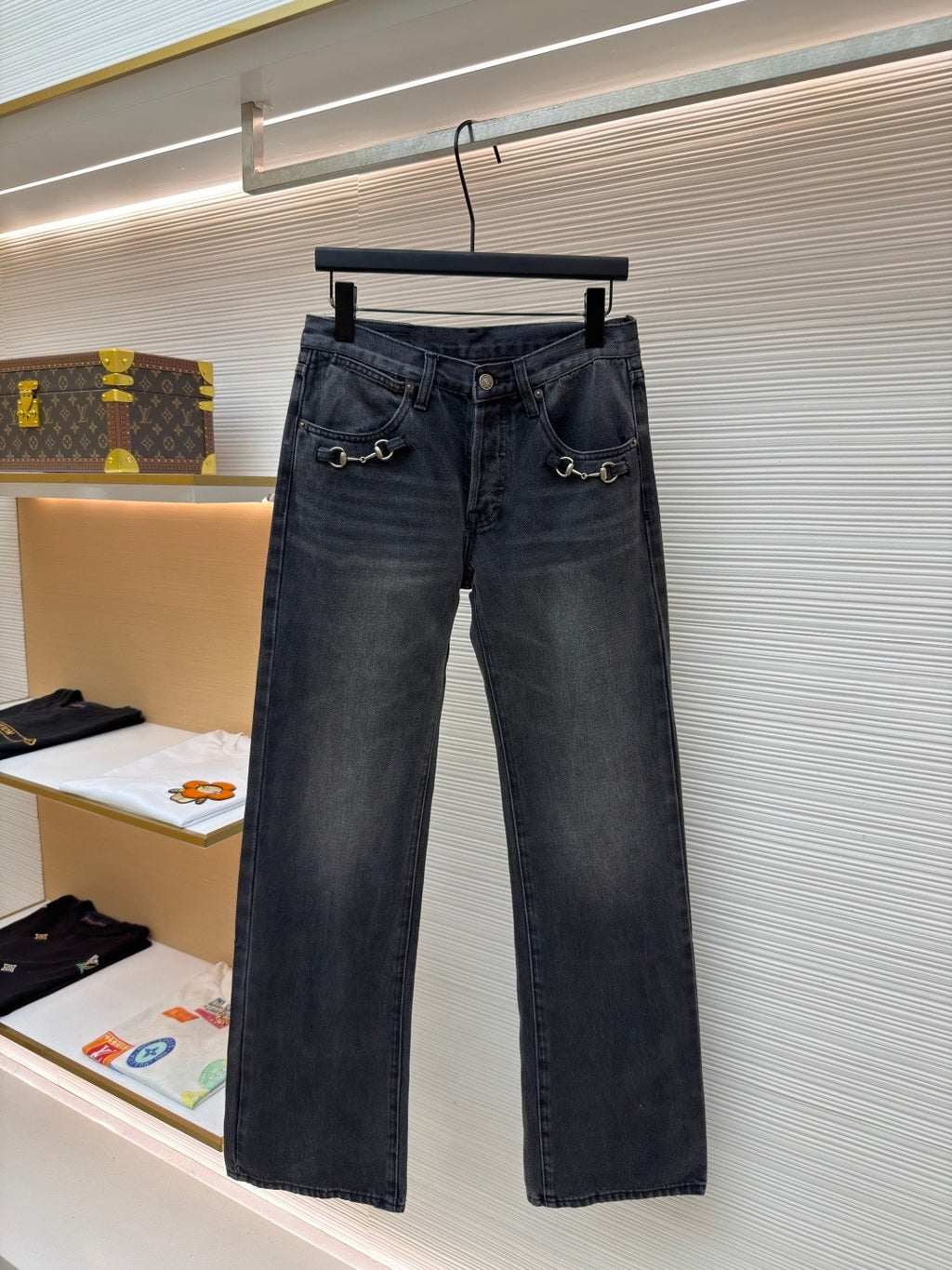 GUCCI - cotton denim pants with horsebit