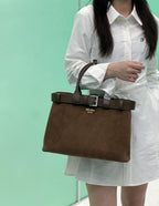 PRADA - Prada Buckle big Leather Handbag With Belt