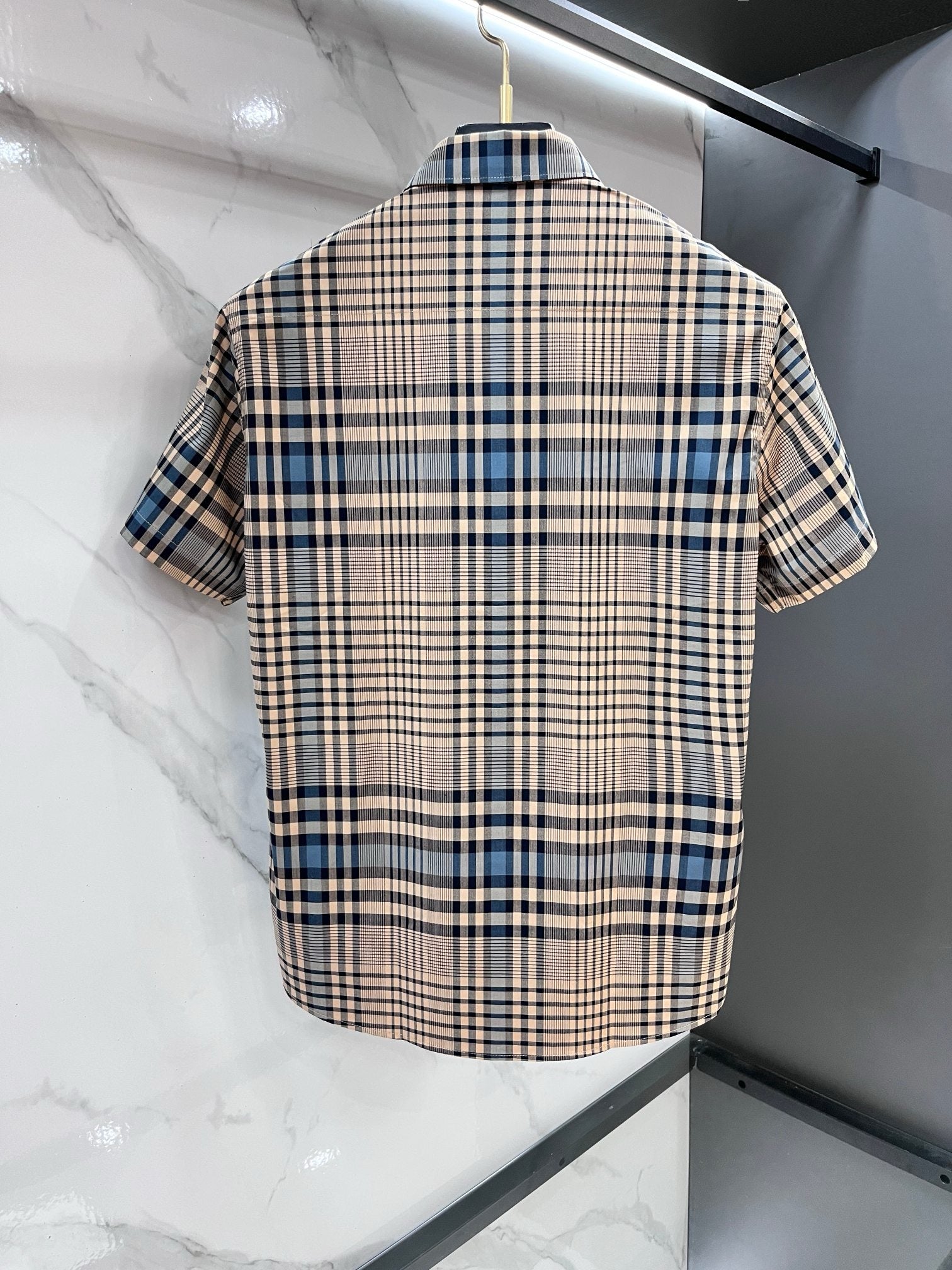 BURBERRY - Stretch Poplin Check Short Sleeve Shirt