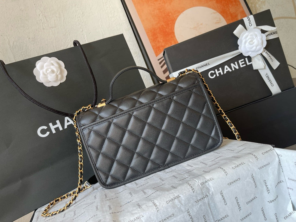 CHANE - School Memory Top Handle Flap Bag Quilted Caviar
