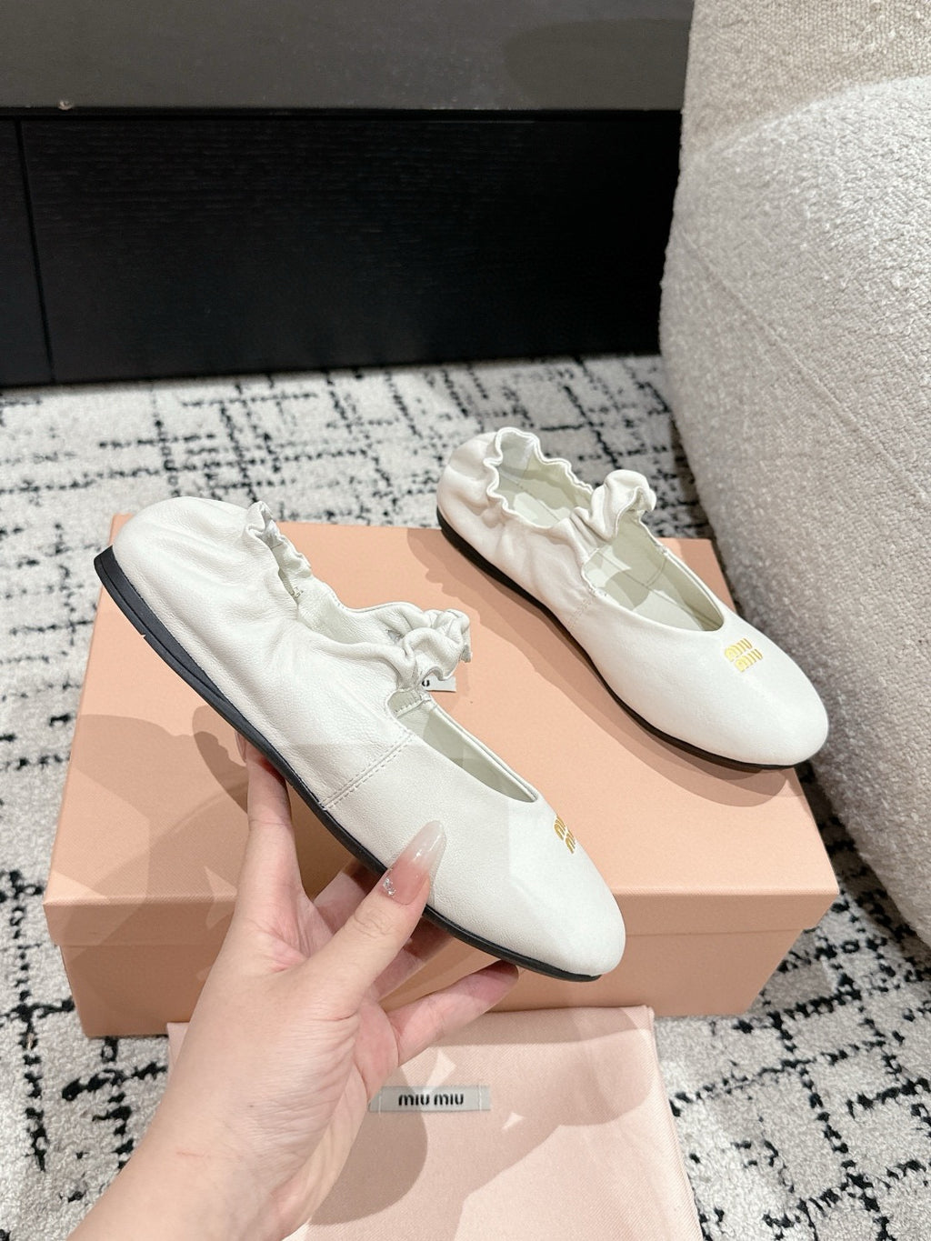 MIU MIU - Ruches nappa leather ballerinas