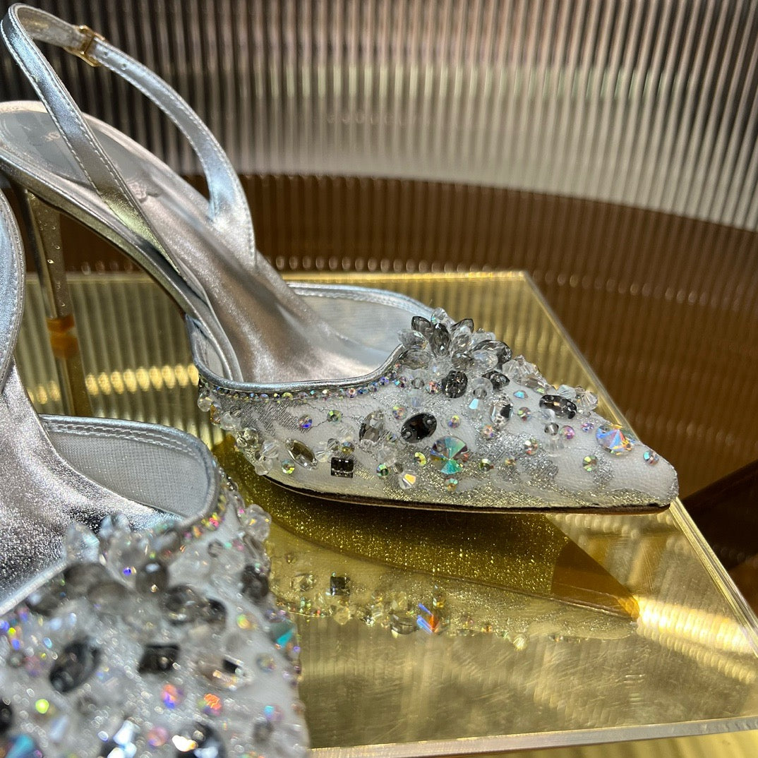 RENE CAOVILLA - ESCARPIN SLINGBACK CINDERELLA DORÉ 80