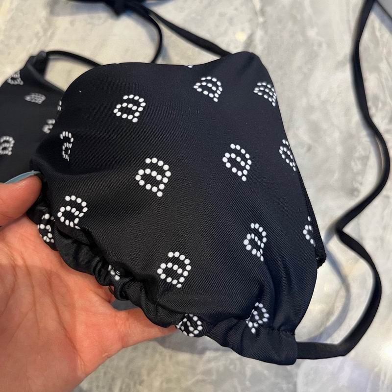 ALEXANDER WANG - Women's Black Crystal Logo Bikini Top