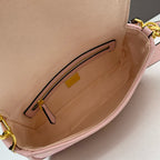 FENDI - Extra Baby Pink FF Cotton Canvas Medium Baguette Bag