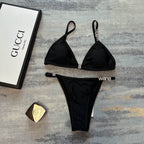 ALEXANDER WANG - Women's Black Crystal Logo Bikini Top