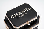 CHANEL - Limited Edition Black Quilted Resin Tea Box Minaudiere Imitation Pearl and Gold Hardware, 2024