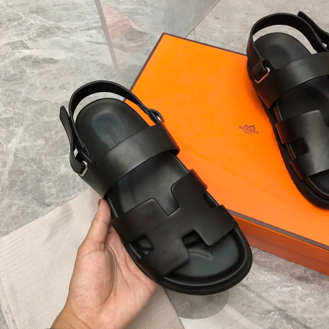 HERMES - Chypre Blanc Sandal Black