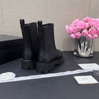CHANEL - Crumpled Calfskin Patent Cap Toe Short Boots