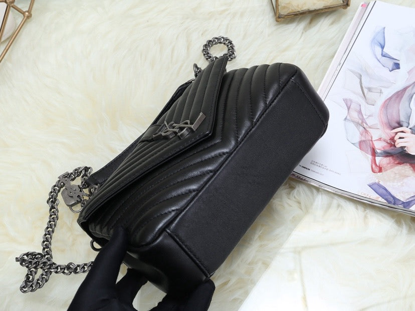 SAINT LAURENT- Black Leather Handbag