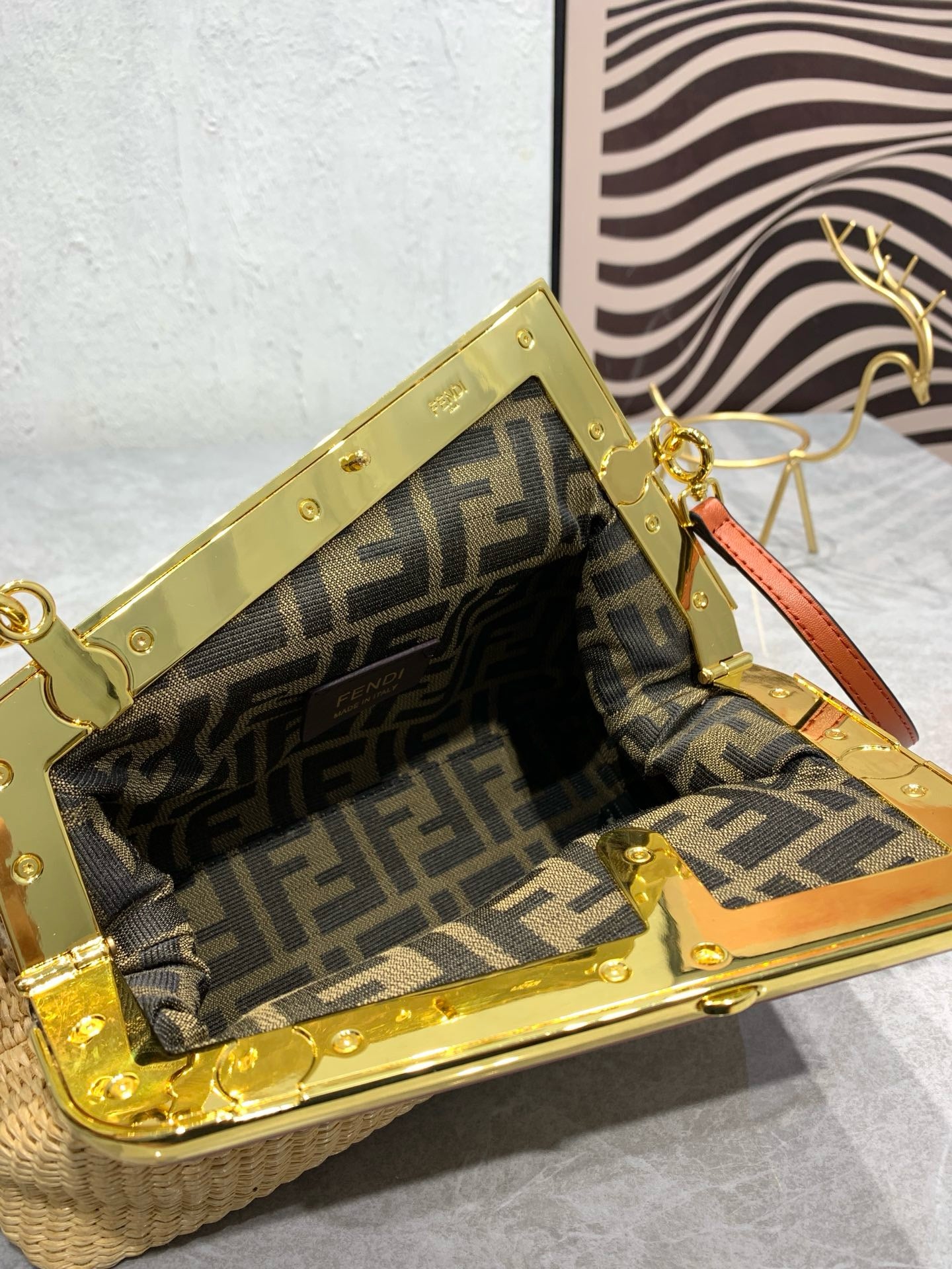 FENDI - First Bag Raffia Small shoulder bag