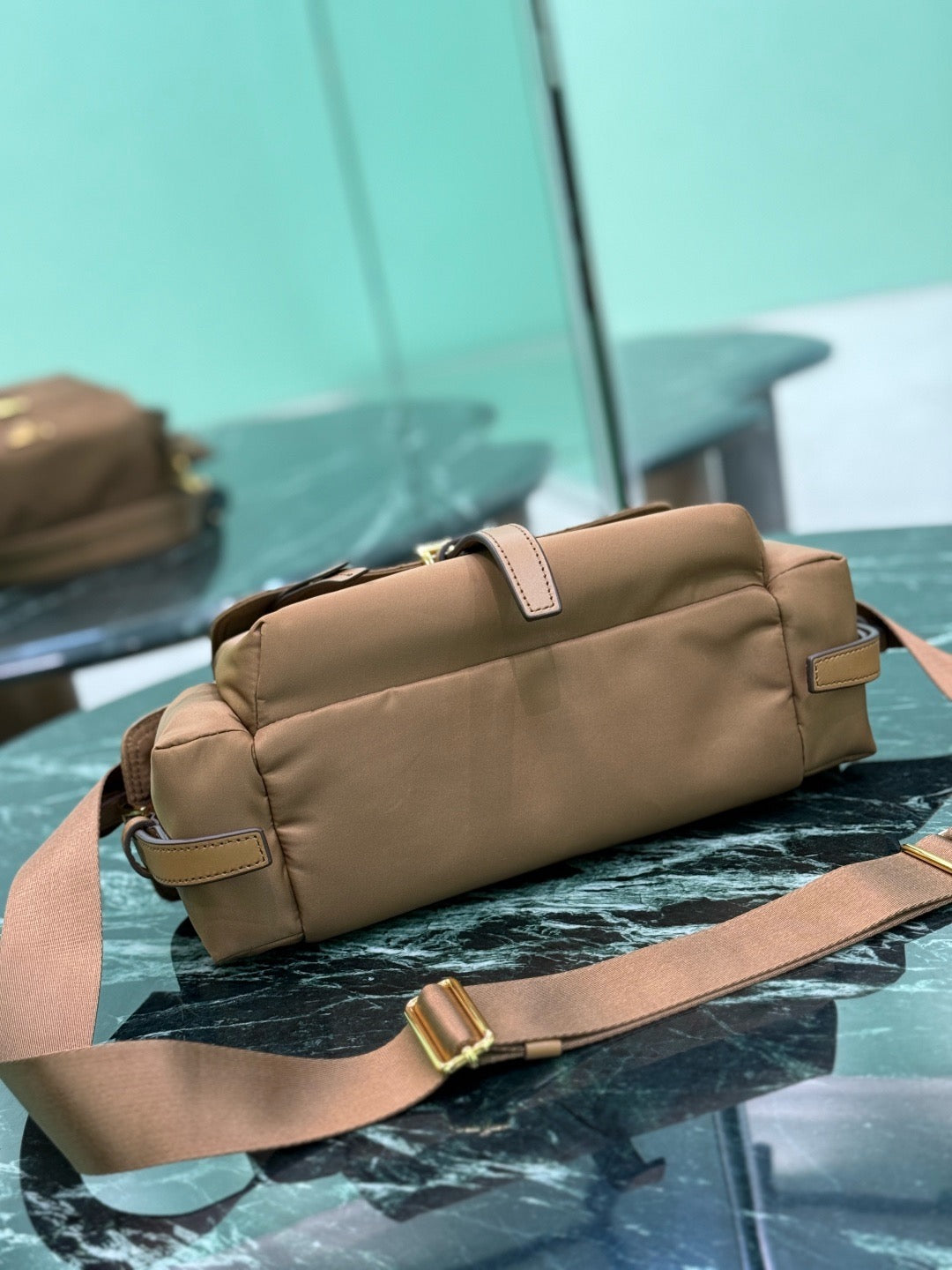 PRADA - Explore medium suede shoulder bag with flap