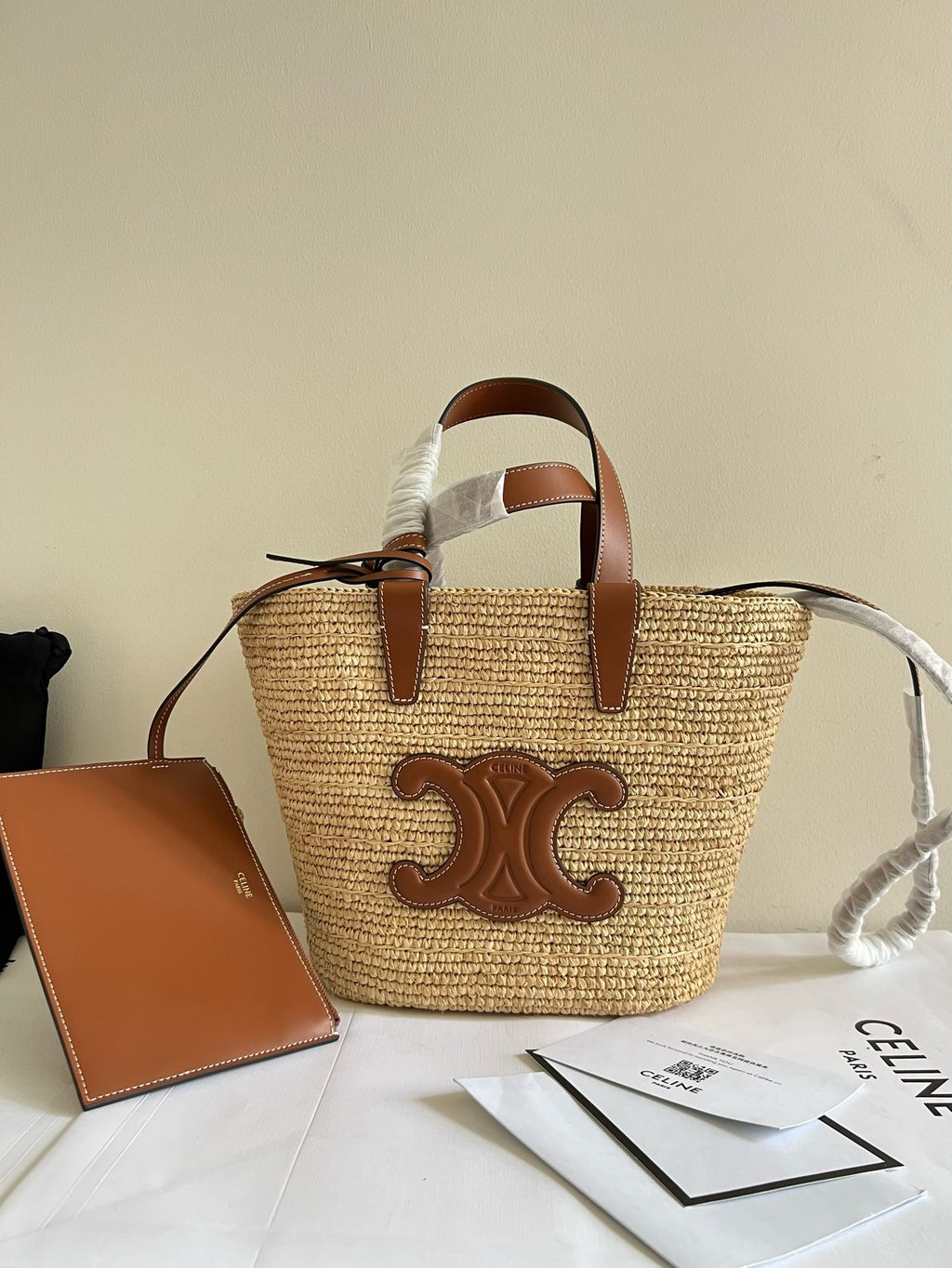 CELINE - TEEN COUFFIN IN WICKER AND NATURAL CALFSKIN