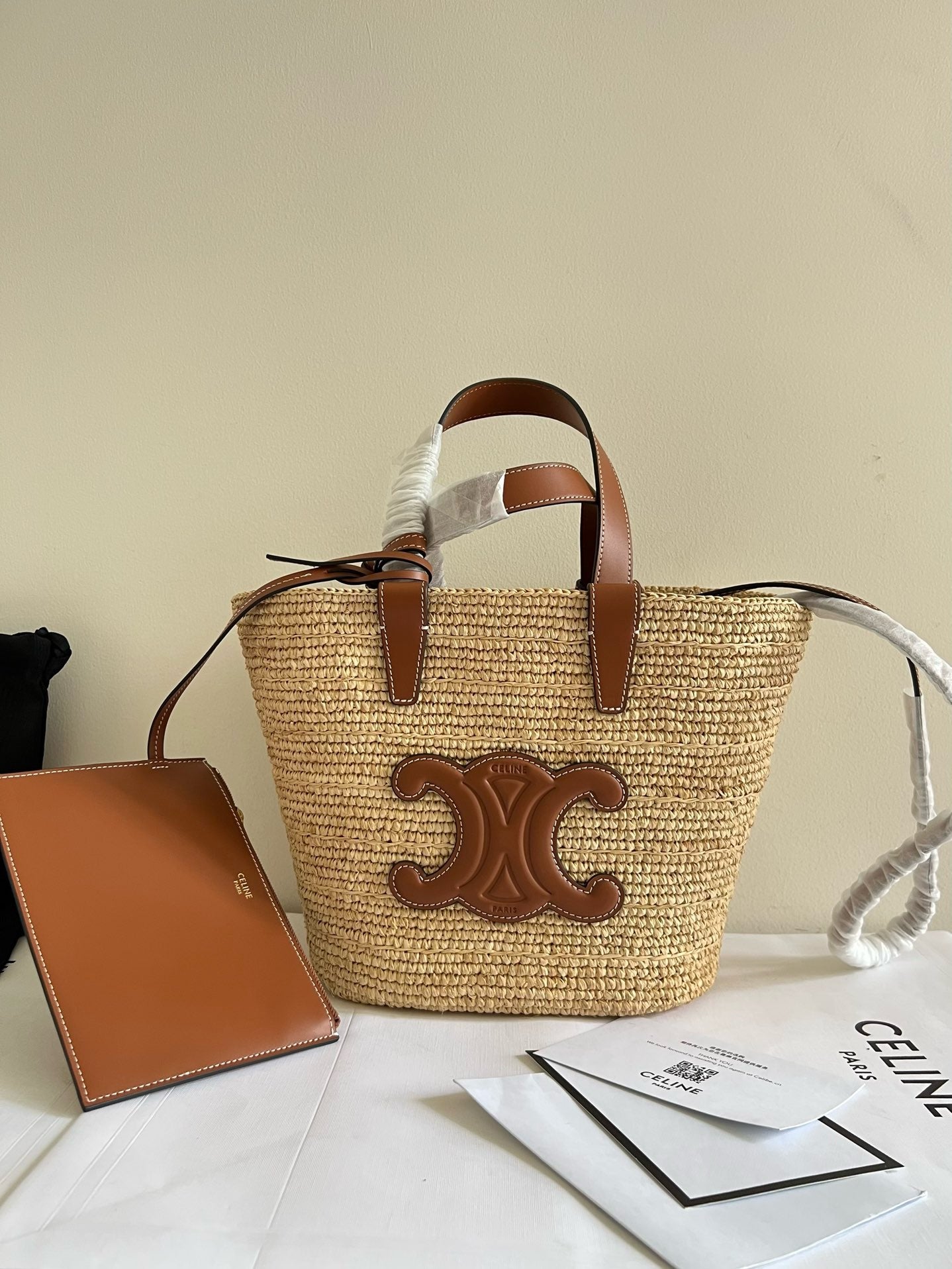 CELINE - TEEN COUFFIN IN WICKER AND NATURAL CALFSKIN